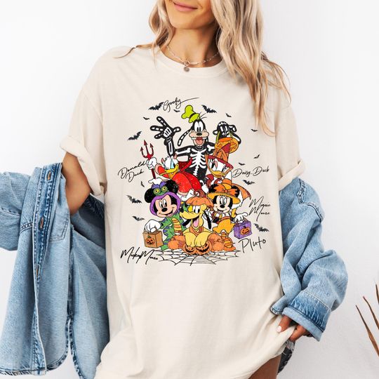 Discover Retro Mickey & Friends Disney Halloween Shirt, Mickey's Not So Scary Party 2025 Tee, Trick or Treat Disney Trip Shirt, Comfort Colors Tee