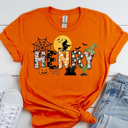 Discover Personalized Name Halloween Shirt, Custom Halloween Family Matching Shirt, Halloween Kids Shirts With Name, Spooky Family Group Shirt