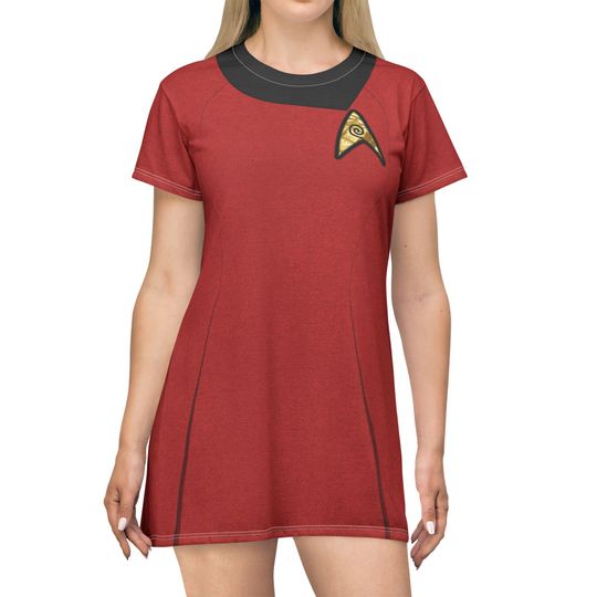 Starfleet Officer Red Short Sleeve Dress, Federation Cosplay, Starships Apparel