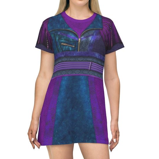 Descendants 3 Costume, Mal Short Sleeve Dress, Disney Dress for Women
