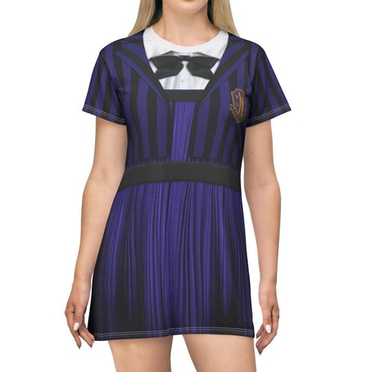 Enid Werewolf Short Dress, Retro Purple School Uniform Costume