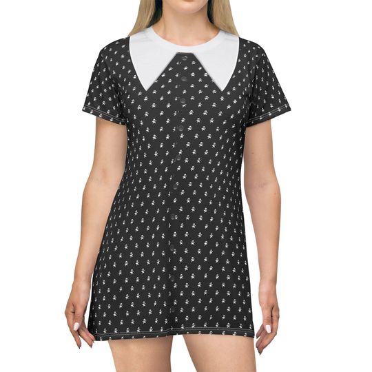Discover Addams Daughter Polka Dot Dress, Sad Girl Cosplay, Halloween Movies Costume, Gothic Emo Apparel, Spooky Season Fashion, Creepy Series Outfit