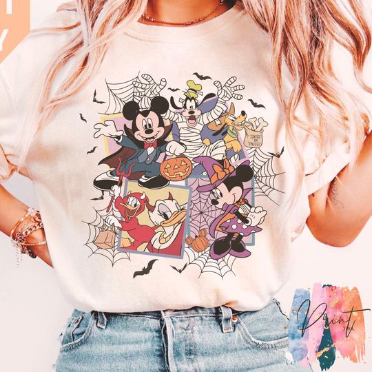 Discover Mouse and Friends Halloween Party Tee, Family Group Matching Costume Shirt, Disneyland Outfit, Classic Disney Design, Halloween 2025 Gift