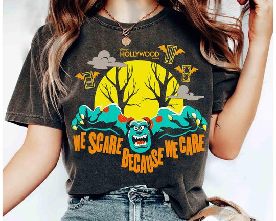 Disney Monster Inc James P Sullivan Halloween Shirt, Sulley We Scare Because We Care Tee, Hollywood studios Halloween Family Party Trip 2025