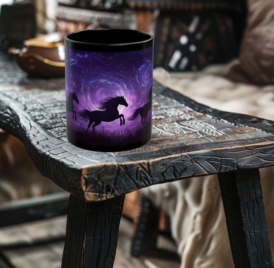 Discover Mystic Horse Aurora Mug - Horse Mug - Fantasy Art Mug - Northern Lights Mug - 11oz or 15oz Black Ceramic Mug