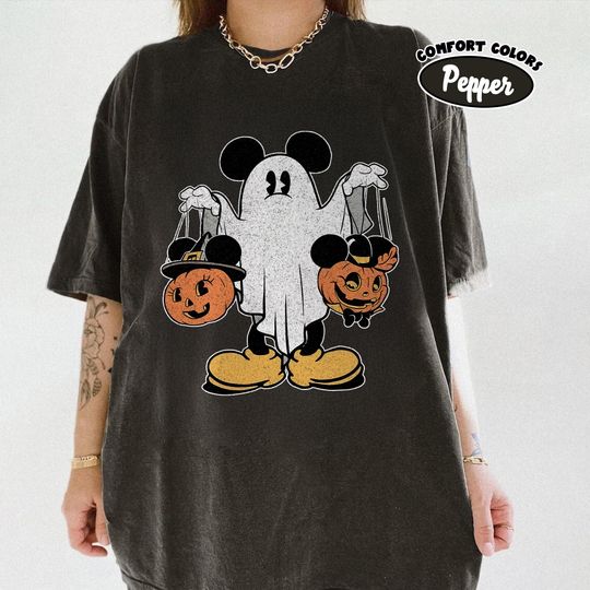 Ghost Mickey Halloween Shirts, Mickey Pumpkin Trick or Treat Tee, Disney Halloween Trip Shirt, Spooky Season 2025 Shirt, Matching Family Tee