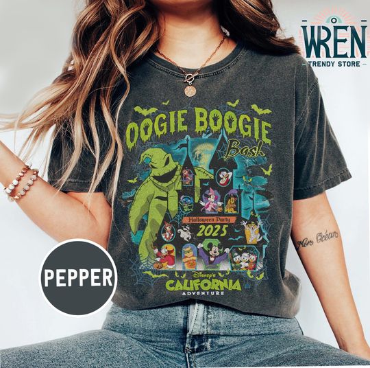Vintage Oogie Boogie Bash 2025 Halloween Disney Castle Shirt, Mickey & Friends Oogie Boogie Man Halloween Family Trip Group Matching Shirts