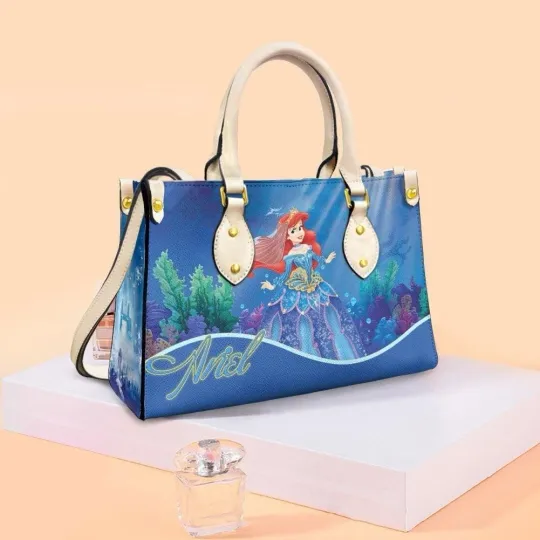 Discover Personalized Ariel Princess Leather Handbag, The Little Mermaid Leather Bag Gift