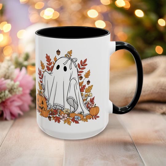 Halloween Ghost Coffee Mug, Coquette Halloween Cup