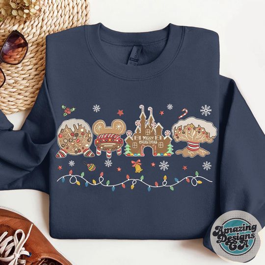 Discover EMBROIDERED Disney Gingerbread Christmas sweatshirt Tshirt,Disneyworld Magic Kingdom Epcot Animal Kingdom Hollywood Studios embroidery shirt