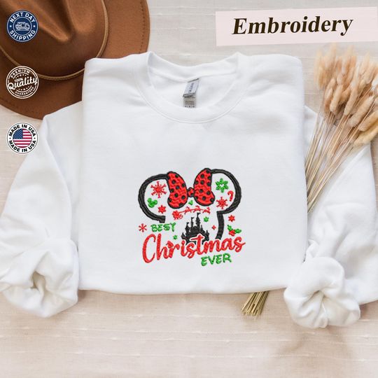 Discover Disney Best Christmas Ever Sweatshirt, Best Christmas Ever Hoodie, Disney Family Christmas Gift, Minnie Christmas Hoodie, Embroidered Gift