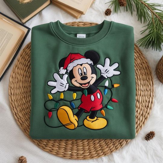 Discover EMBROIDERED Mickey Mouse Christmas Sweatshirt, Disney Holiday Embroidered Crewneck, Disney Family Christmas Shirts, Disneyland Christmas
