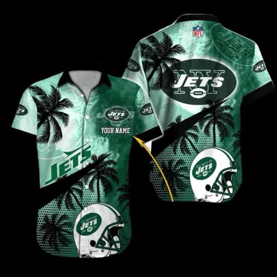 Discover Personalized New York Jett Tropical Helmet Hawaiian Shirt , Gift for Fan