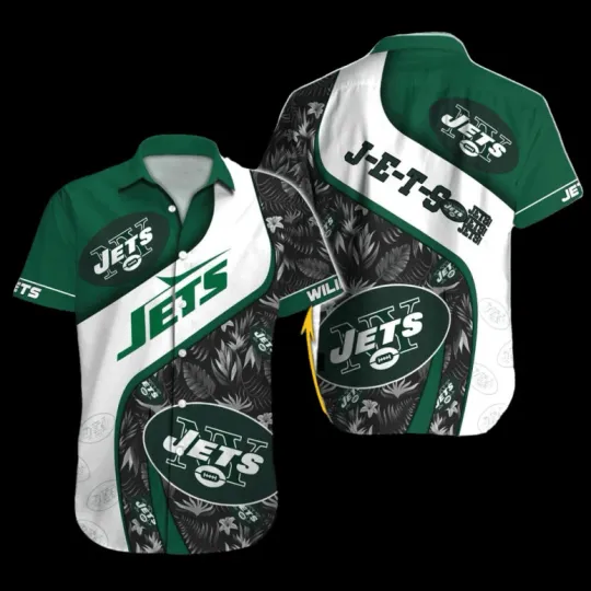 Personalized New York Jett Tropical Waves Hawaiian Shirt , Gift for Fan