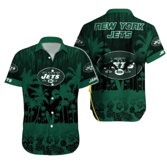 Discover Personalized New York Jett Tropical Silhouette Hawaiian Shirt , Gift for Fan