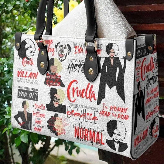 Discover Personalized Cruella de Vil Leather Handbag, 101 Dalmatians Women's Leather Bag