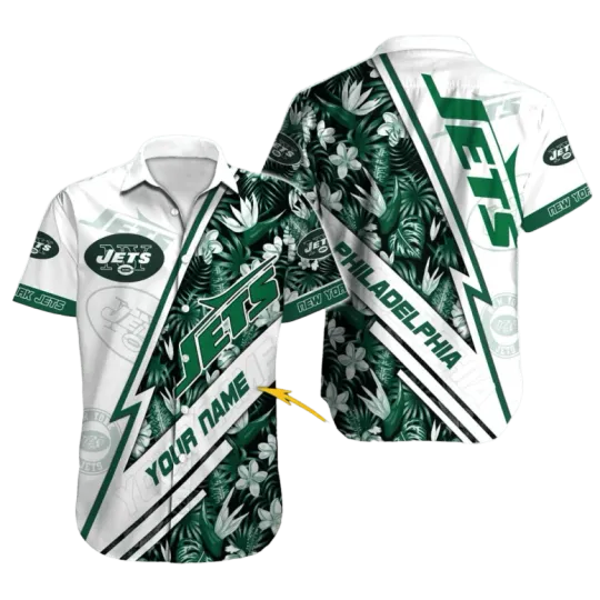 Discover Personalized New York Jett Tropical Streak Hawaiian Shirt , Gift for Fan