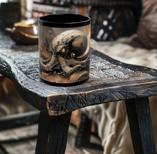 Discover Angry Octopus Mug, 11oz or 15oz, Black Ceramic Mug