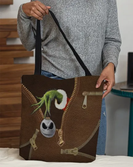 Personalized funny character Green Mischief Tote Bag, How the funny character Stole Christmas Bag