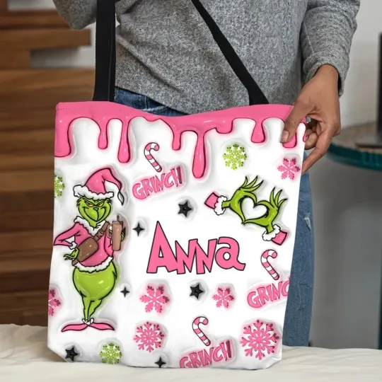 Personalized funny character Green Mischief Tote Bag, How the funny character Stole Christmas Bag