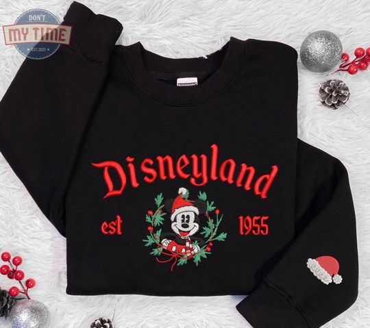Discover Magical World Christmas Embroidered Jumper, Christmas Embroidered Sweaters, Mouse Cartoon Christmas Embroidered Sweatshirt, Christmas Gift