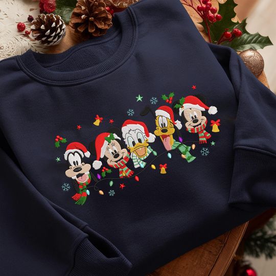 Discover Christmas Embroidered Sweatshirt, Magical Land Shirt, Mouse Cartoon Crewneck, WDW Xmas