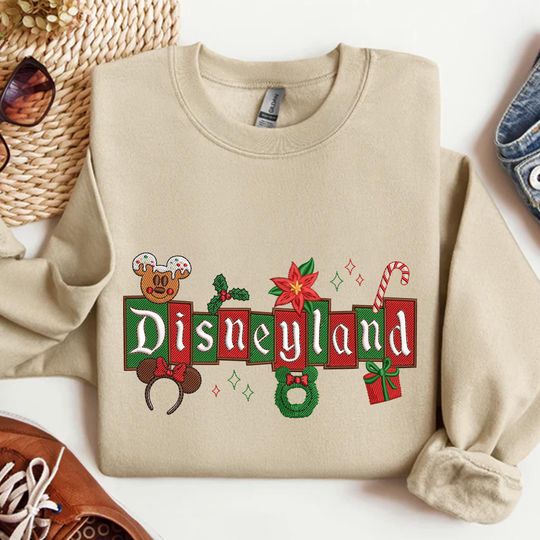 Discover Christmas WDW Cartoon Embroidered Sweatshirt, Christmas Mk Mn Mouse Embroidered Shirt, Merry And Bright Hoodie, Winter Season Gift