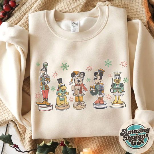 Discover EMBROIDERED Mickey & friends Nutcracker Christmas sweatshirt Tshirt, Disneyland Disneyworld Christmas embroidery shirt, Xmas gift