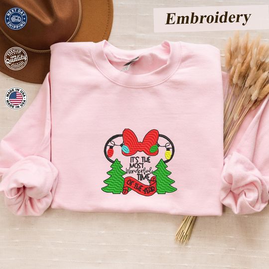 Discover It's The Most Wonderful Time Of The Year Sweatshirt, Embroidered Hoodie, Christmas Hoodie, Family Trip, Christmas Gift, Disney Lover Gift