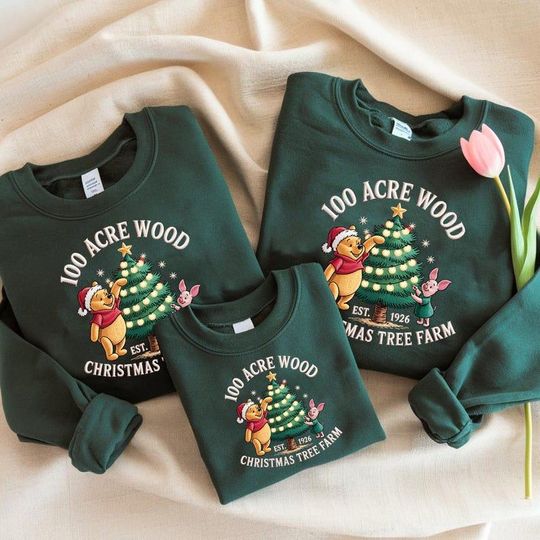 Discover EMBROIDERED Winnie the Pooh Christmas Light Sweatshirt, Winnie the Pooh Sweater, Classic Pooh Sweater, Christmas Disney Family Shirt