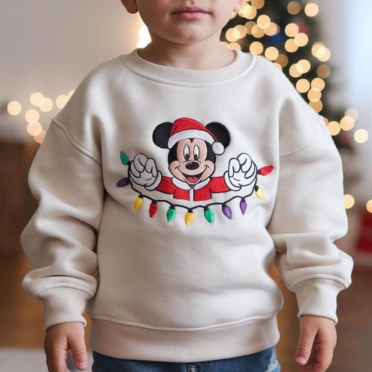Discover EMBROIDERED Mickey Christmas Sweatshirt, Disney Holiday Kids Shirt, Mickey Mouse Xmas Outfit, Toddler Christmas Shirt,Festive Disney Sweater
