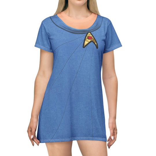 Discover Starfleet Officer Blue Short Sleeve Dress, Federation Cosplay, Starships Apparel