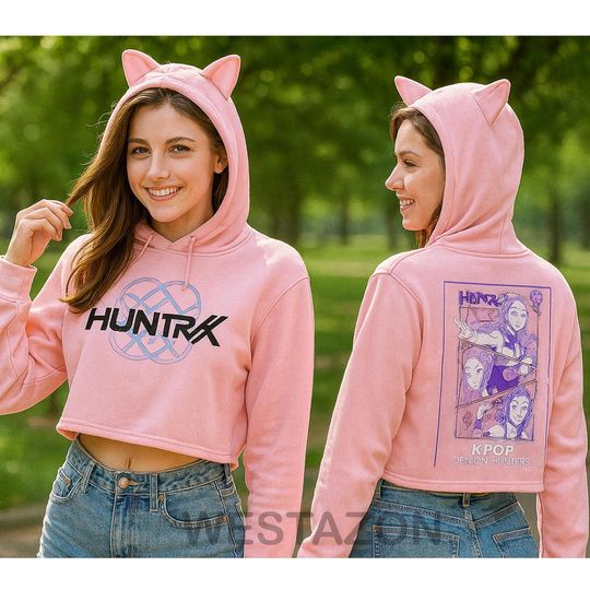 Discover Women's Cat Ear Hooded Crop Top Hoodie Harajuku Streetwear Long Sleeve Pullover