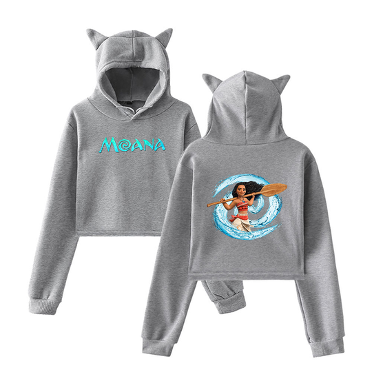 Discover Disney Moana Hoodie Sweatshirt Fashion Tops Pullovers Teenager Girls Casual Coat Women Cat Ear Short Crop Hoodies