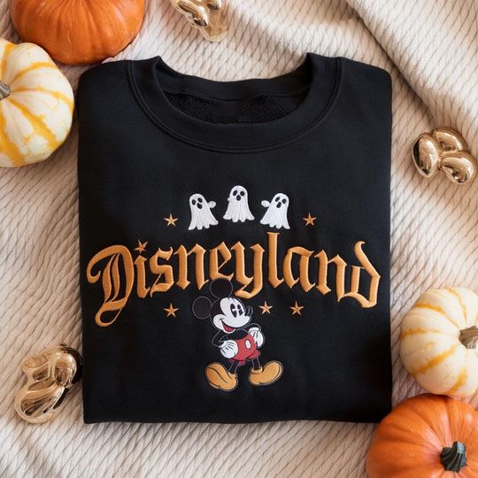 Discover Disneyland Mickey Halloween Embroidered Sweatshirt, Mickey Ghost Sweater, Disney Halloween Sweatshirt, Cute Ghost Shirt, Kids Sweatshirt