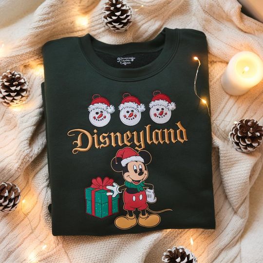 Discover Disneyland Mickey Christmas Embroidered Sweatshirt, Mickey Christmas Sweater, Disneyland Christmas Sweatshirt, Disneyworld Sweatshirt