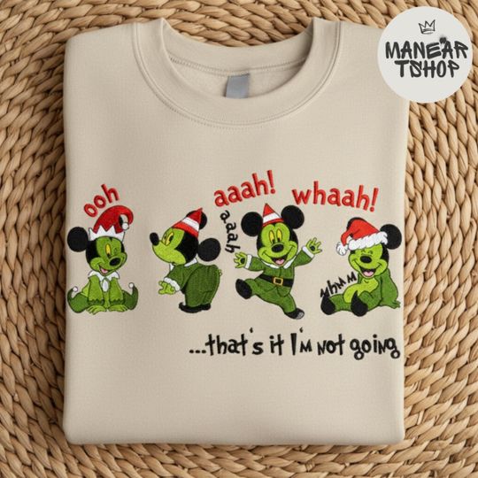 Discover Embroidered Mickey christmas Sweatshirt T-shirt Hoodie, Funny Mickey christmas shirt, Disney christmas shirt, Xmas gift