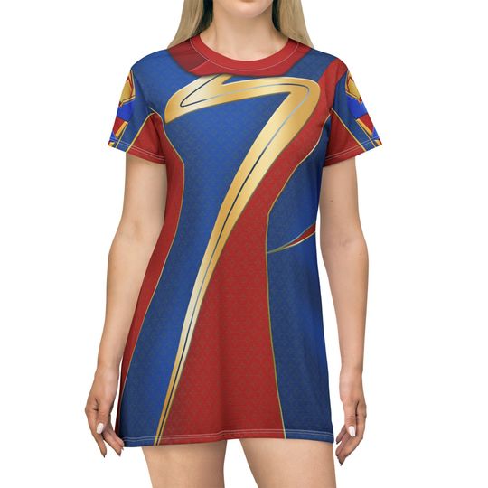 Ms. Marvel Short Sleeve Dress, The Marvels 2023 Costume, Kamala Khan Outfits
