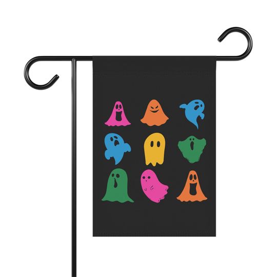 Colorful Ghost Halloween Garden Flag: Spooky Yard Decor