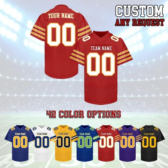 Personalized Team Name Number LOGO Jerseys for Men Women Kids, Football Jersey, Custom Team Uniform Football Jerseys