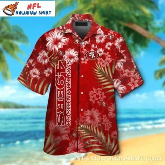 San Francisco Football Red Floral Elegance Hawaiian Shirt, Gift for Fan