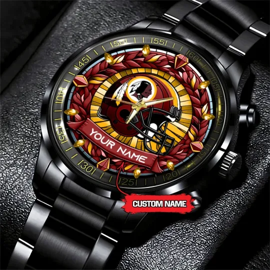 Discover Personalized Washington Football Redskinss Team Black Stainless Steel Watch Gift