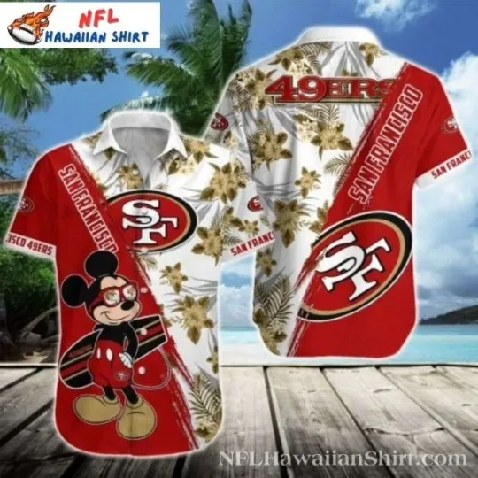 San Francisco Football Hawaiian Shirt – Mickey’s Hibiscus Adventure, Gift for Fan