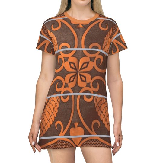 Discover Black Panther Costume, Brown and Orange Basotho Short Sleeve Dress