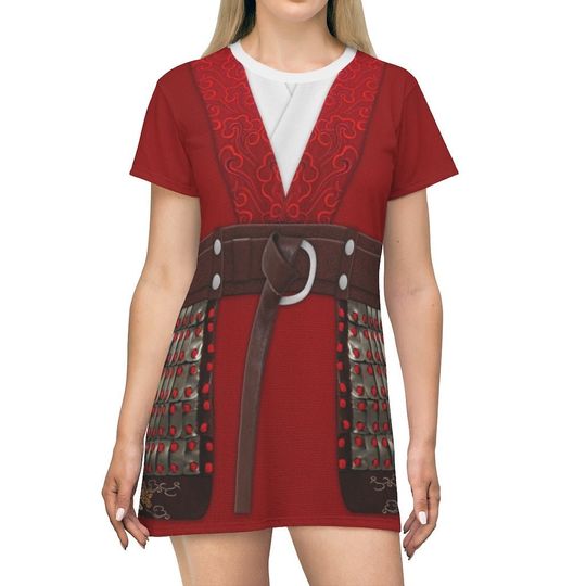 Mulan Adult Costume, Mulan Red Hanfu Short Sleeve Dress