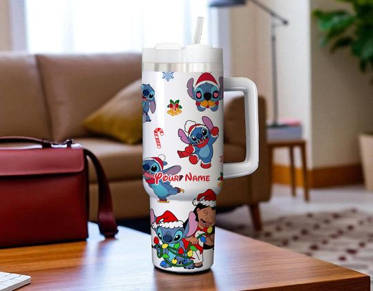 Discover Custom Blue Alien Christmas 40oz Tumbler Disney Stitch Stainless Steel Cup Cute Girls Gift Tumbler