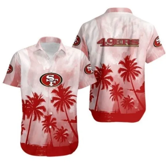 Discover San Francisco Football Hawaiian Shirt Coconut Trees , Gift for Fan
