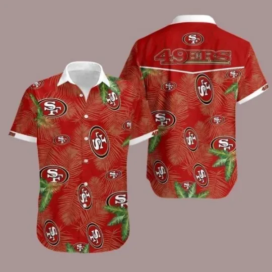 Discover San Francisco Football Hawaiian Shirt Palm Leaves Pattern All Over Print, Gift for Fan