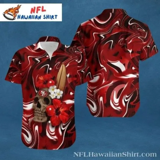 Discover Skull Floral Fusion San Francisco Football Hawaiian Shirt, Gift for Fan