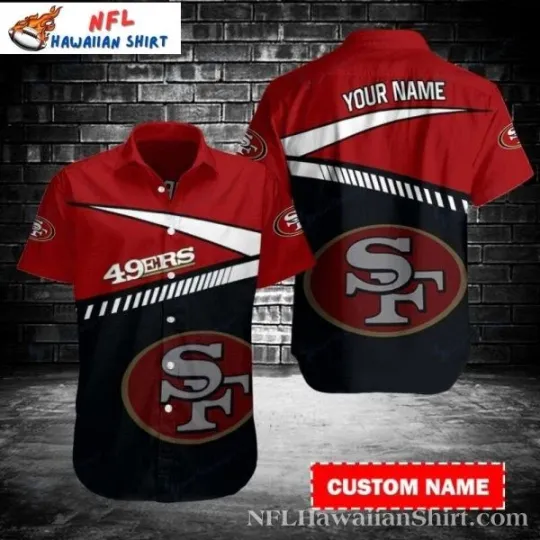 Discover Gridiron Glory Custom Name Red And Black San Francisco Football Hawaiian Shirt